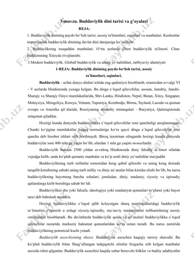 buddaviylik dinining tarixi — DOCX