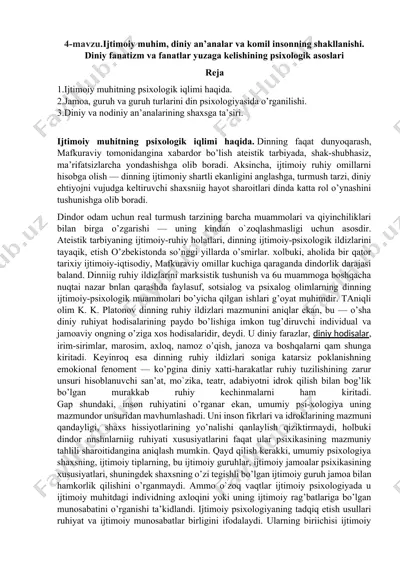 ijtimoiy muhim, diniy an’analar va komil insonning shakllanishi — DOCX