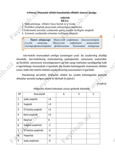 mahsulot sifatini baxolash usullari — DOCX