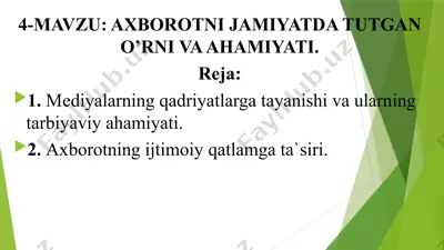 axborotni jamiyatda tutgan o’rni va ahamiyati — PPTX