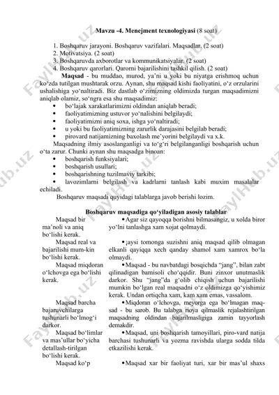 menejment texnologiyasi — DOC
