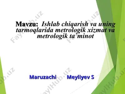 metroligik taminot va o'lchash — PPT