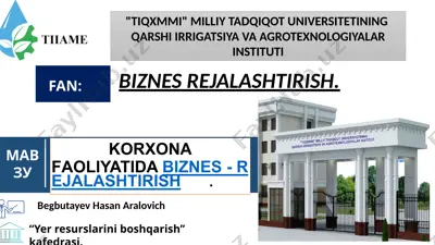 korxona faoliyatida biznes rejalaştirish — PPTX