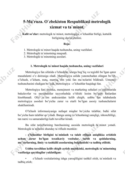 mеtrоlоgik tа`minоt vа xizmаt — DOC