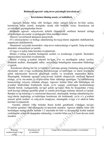 bolalarda agressiv xulq-atvorni psixologik korreksiyasi — DOC