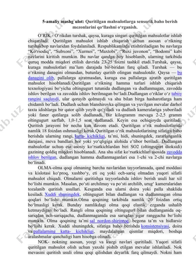sensorik baho berish mezonlari — DOCX