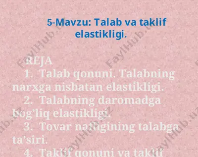talab va taklif elastikligi — PPT