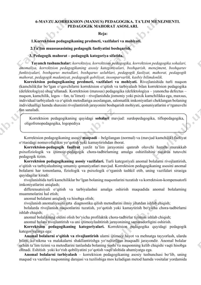korrektsion (maxsus) pedagogika — DOCX