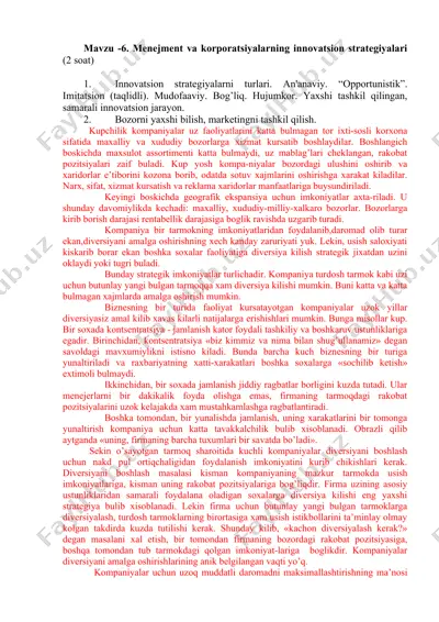 innovatsion strategiyalar — DOC