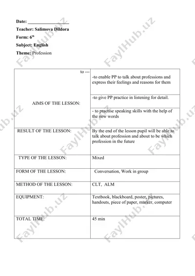profession worksheet — DOCX
