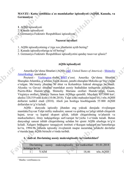 aqsh iqtisodiyoti — DOCX