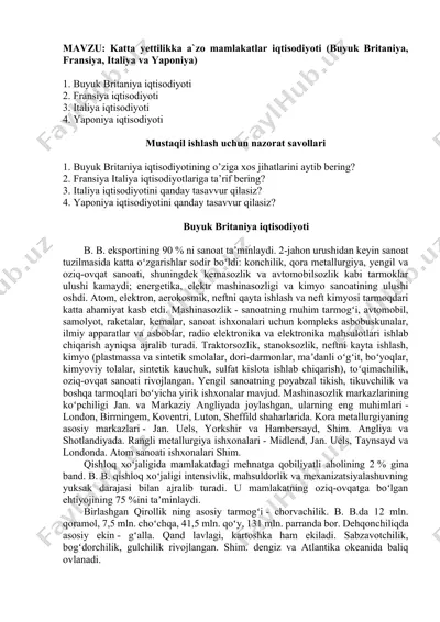 buyuk britaniya iqtisodiyoti — DOCX