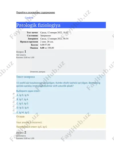patologik fiziologiya testi — DOCX