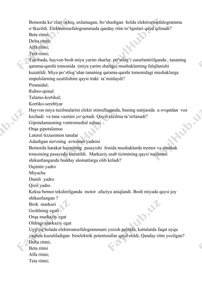elektroensefalogramma va bosh miya yarim sharlar tuzilmalari — DOCX