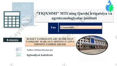 budjet tashkilotlari budjetdan tashqarimablag‘laring‘azna ijrosini tashkil qilish — PPTX