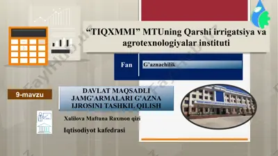 davlat maqsadli jamg'armalari g'azna ijrosini tashkil qilish — PPTX