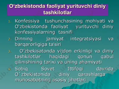 o‘zbekistonda faoliyat yurituvchi diniy tashkilotlar — PPT