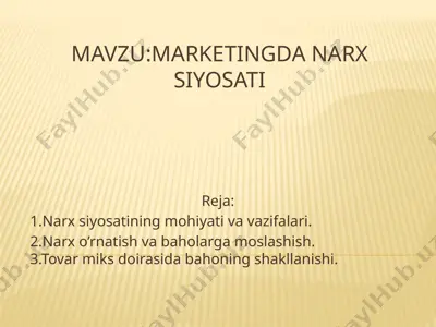marketingda narxsiyosati — PPTX