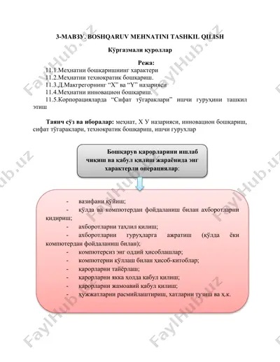 boshqaruv mehnatini tashkil qilish — DOCX