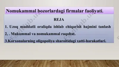nomukammal bozorlarda firmalar faoliyati — PPTX