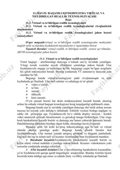 virtual va to'ldirilgan reallik texnologiyalari — DOC
