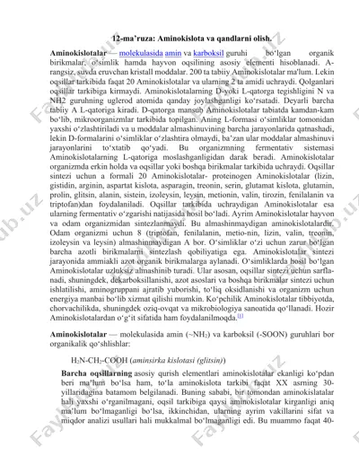aminokislota va qandlarni olish — DOCX
