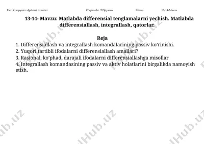 kompyuter algebrasitizimlari — PPTX