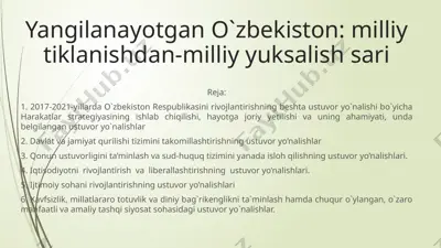 o'zbekiston milliy tiklanishdan milliy yuksalish sarigi — PPTX