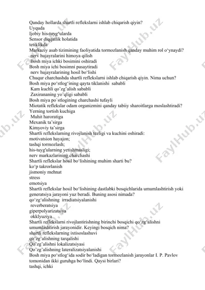 shartli reflekslar va ularning rivojlantirilishi — DOCX