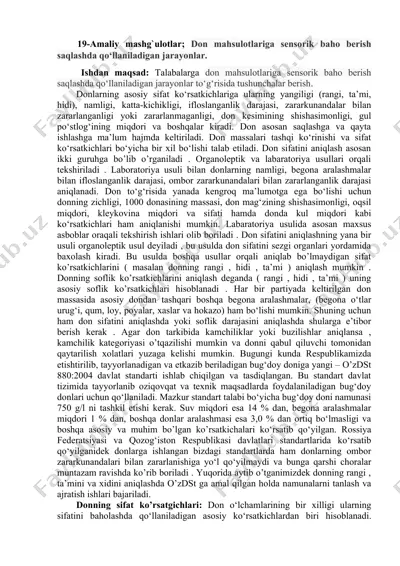 don mahsulotlariga sensorik baho berish saqlashda qo‘llaniladigan jarayonlar — DOCX