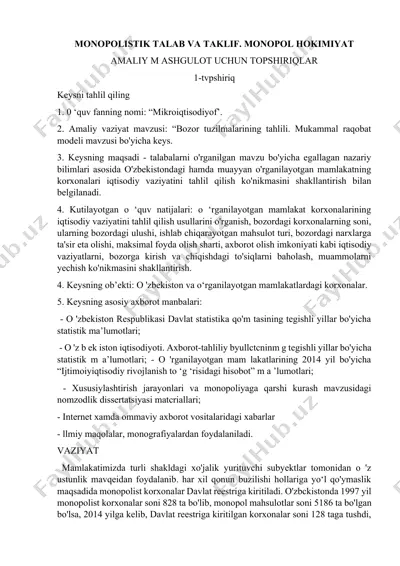 mikro iqtisodiyot mamlakatlarining korxonalar iqtisodiy vaziyatini tahlil qilish — DOCX