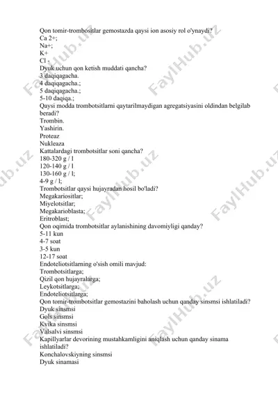 qon tomir-trombositlar haqida ma'lumotlar — DOCX
