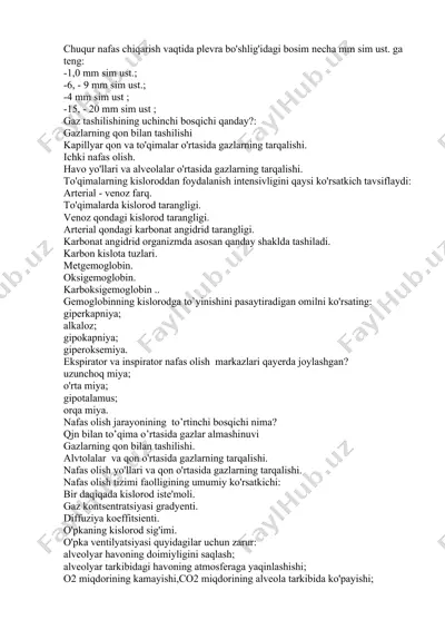 nafas olish tizimi va gaz ayrimi — DOCX