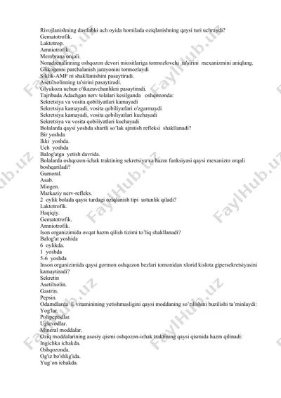 rivojlanishning biologiyasi — DOCX