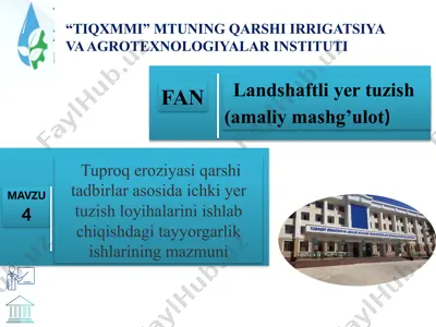 toshkent irrigatsiya va qishloq xo'aligini mexanizatsiyalash — PPTX