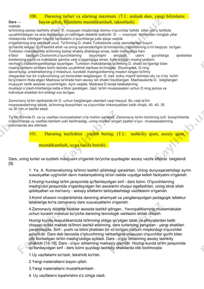 darsning turlari va ularning mazmuni. — DOCX