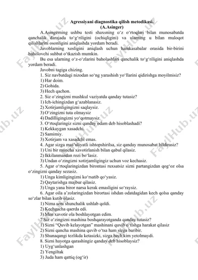 agressiyani diagnostika qilish metodikasi — DOC
