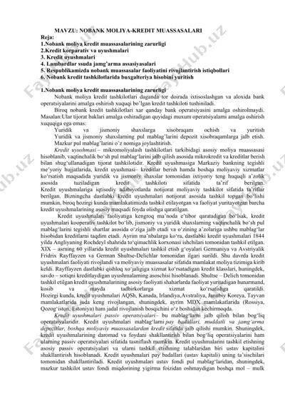 nobank moliya-kredit muassasalari — DOCX