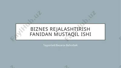 qishloq xoʻjaligi korxonasi biznes-rejasini ishlab chiqish metodikasi — PPTX
