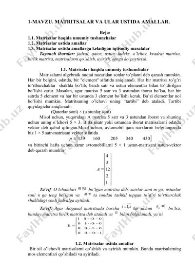 matritsalar va ular ustida amallar — DOCX