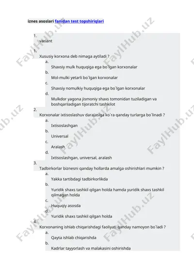 korxonalar va ularning turlari — DOCX