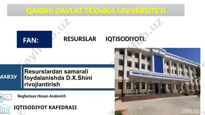 resurslardan foydalanishda d.x.shinirovni rivojlantirish — PPTX