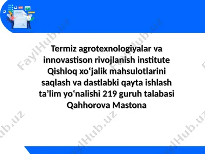 termiz agrotexnologiyalar va innovatsiyalar rivojlanish instituti — PPT