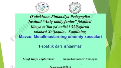 metallmaslarning umumiy xossalari darsi — PPT