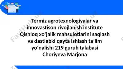 don mahsulotlari saqlash va qayta ishlash — PPTX