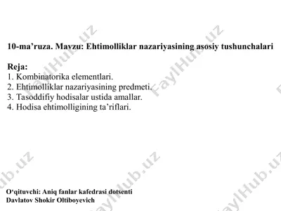 aniq fanlar kafedrasidagi o‘qituvchi shokir oltiboyevich davlatov — PPTX