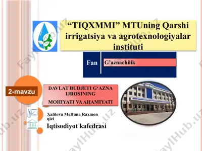 davlat budjeti g‘azna ijrosining mohiyati va ahamiyati — PPTX
