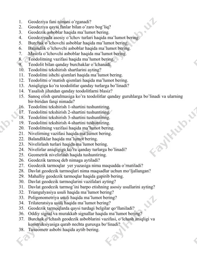 geodeziya fanidan onlayn dars — DOCX