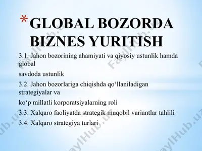 global bozorda biznes yuritish — PPTX