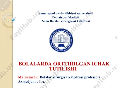 ortirilgan ichak tutilishi — PPTX